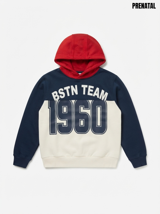 Boys' Colorblock "BSTN Team 1960" Graphic Hoodie with Red Hood