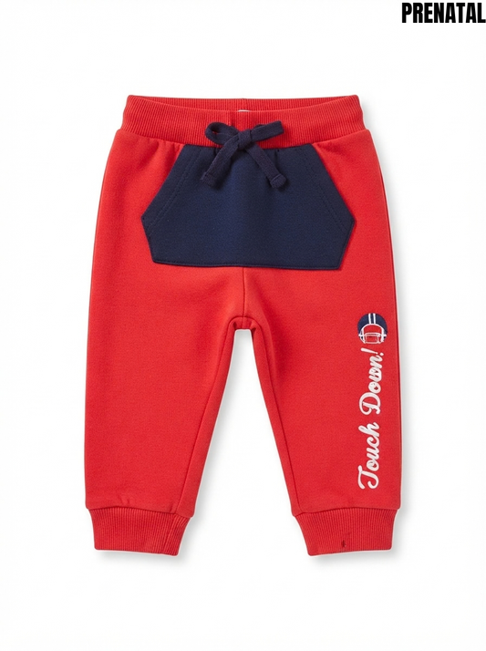 Boys' Red "Touch Down!" Joggers | Comfortable Kids Sporty Pants