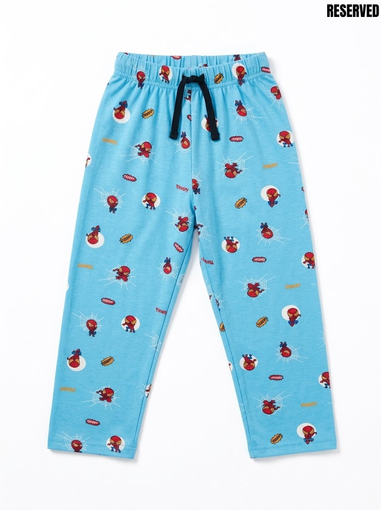 Reserved Boys Blue Superhero Action Print Casual Lounge Pants| SM GARMENTS