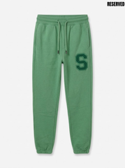 Reserved Boys Sage Green Letterman Fleece Joggers with Varsity Patch| SM GARMENTS
