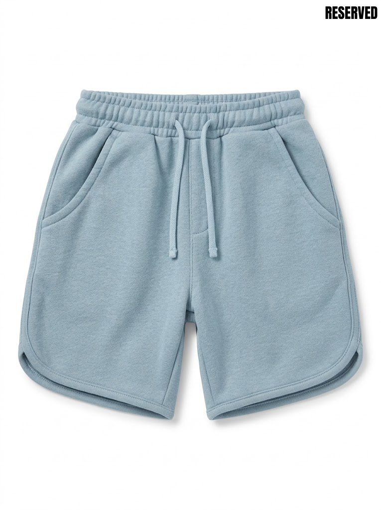 Reserved Girls' Dusty Light Blue Soft Fleece Drawstring Sweat Shorts| SM GARMENTS