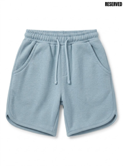 Reserved Girls' Dusty Light Blue Soft Fleece Drawstring Sweat Shorts| SM GARMENTS