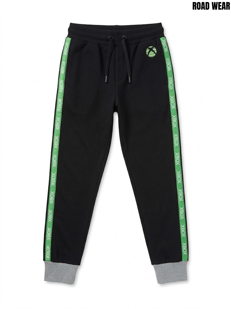 Roadwear Boys Black Gaming Side-Stripe Casual Jogger Pants| SM GARMENTS