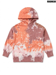 Roadwear Girls Coral & Dusty Mauve Tie-Dye Fleece Pullover Hoodie| SM GARMENTS