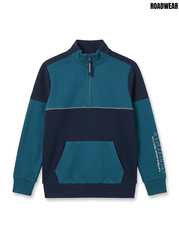 RoadWear Boys Teal & Navy Colorblock Half-Zip Fleece Sweatshirt with Sleeve Graphic| SM GARMENTS