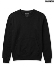 Roadwear Boys Classic Solid Black Fleece Crewneck Sweatshirt with Kangaroo Pocket| SM GARMENTS