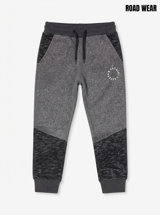 Product Title Boys' Charcoal Grey Colorblock Joggers with Drawstring Waist
