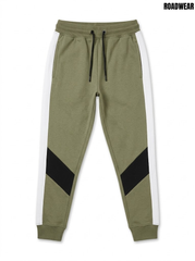 Roadwear Boys Olive Green Color-Block Active Fleece Jogger Pants| SM GARMENTS