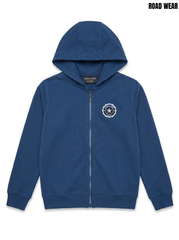 Road Wear Boys Classic Royal Blue Full-Zip Fleece Hoodie with Embroidered Star Patch| SM GARMENTS