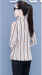 Womens Striped Long Sleeve Button Slim Tops&nbsp;