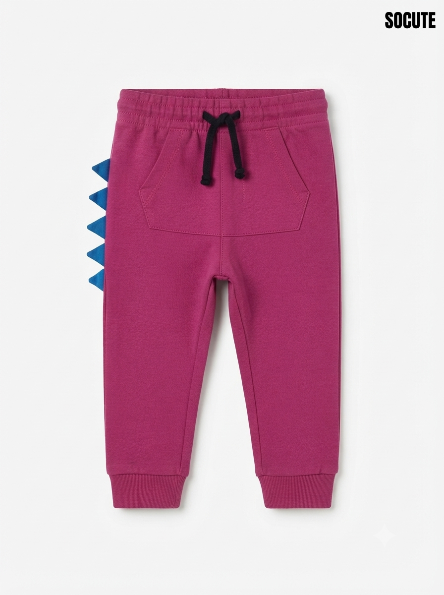 Girls' Dinosaur Spike Jogger Pants – Soft Cotton Fleece Sweatpants