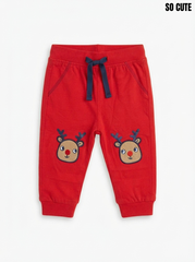 Boys' Red Reindeer Joggers | Festive Kids Holiday Pants
