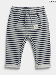 So Cute Boys' Grey Heather & Navy Striped Drawstring Fleece Jogger Pants| SM GARMENTS