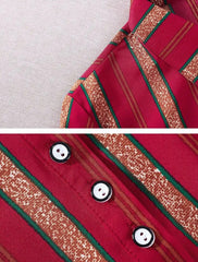 Womens Striped Long Sleeve Button Slim Tops