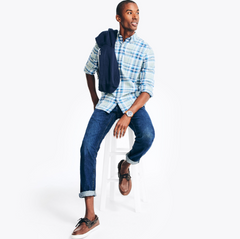 NAUTICA Plaid Poplin Shirt Green Terrain