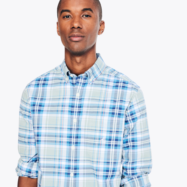 NAUTICA Plaid Poplin Shirt Green Terrain