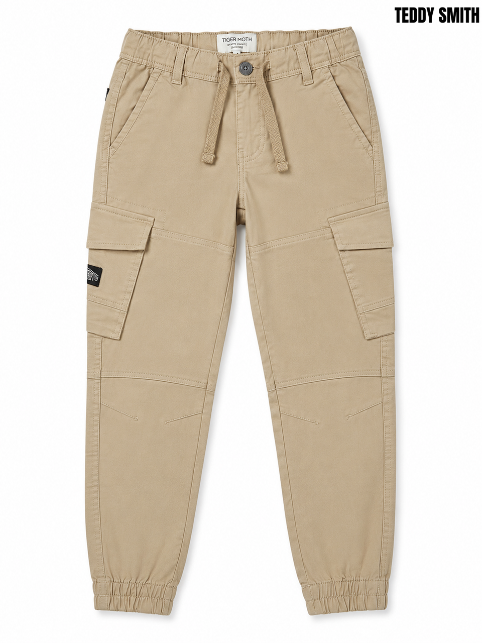 Teddy Smith Boys' Khaki Tan Stretch Twill Utility Cargo Jogger Trousers| SM GARMENTS