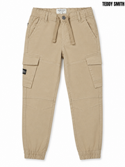 Teddy Smith Boys' Khaki Tan Stretch Twill Utility Cargo Jogger Trousers| SM GARMENTS