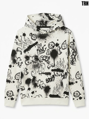 TRN Boys Off-White Graffiti Print Long-Sleeve Hoodie Sweatshirt | SM GARMENTS