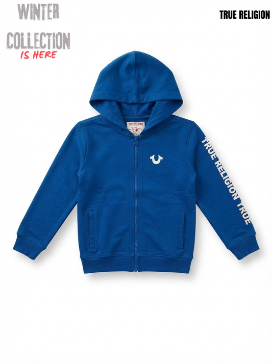 WINTER Boys' Royal Blue Full-Zip Graphic Hoodie