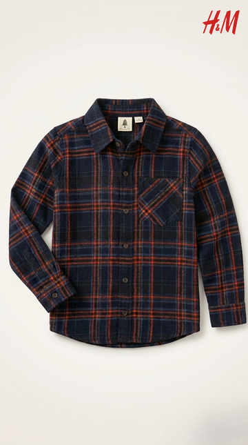 H&M L.O.G.G Girls Winter checkered Shirt With Logo