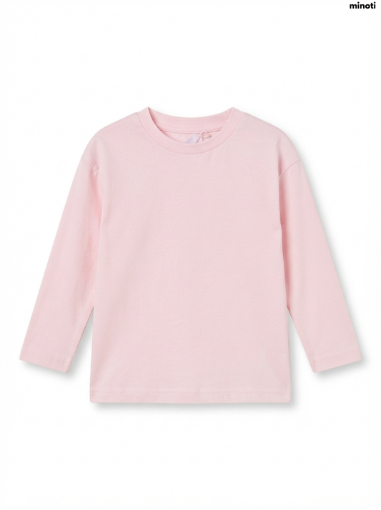 Imported Girls Solid Color Casual Crewneck Tee