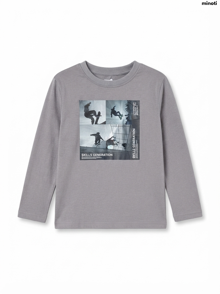 Imported Boy Gray "SKILLS GENERATION" Skateboard T-Shirt