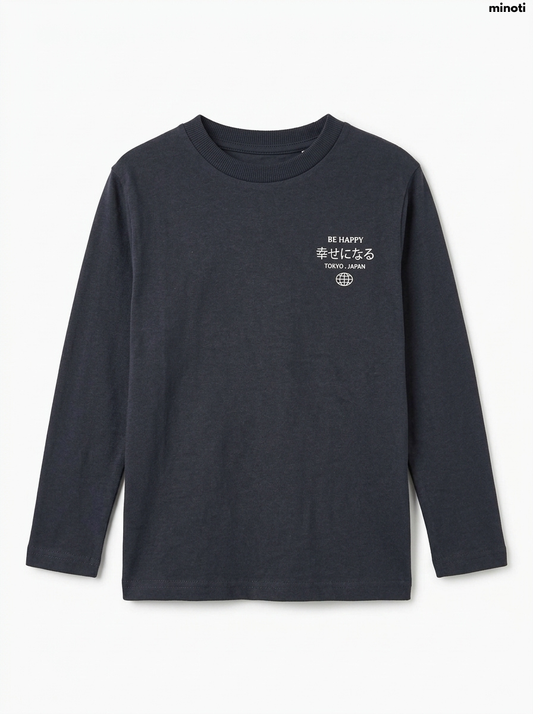 Imported Boy Dark Charcoal "BE HAPPY TOKYO" T-Shirt