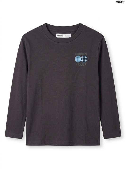 Imported Boy Globe Graphic Long-Sleeve Tee