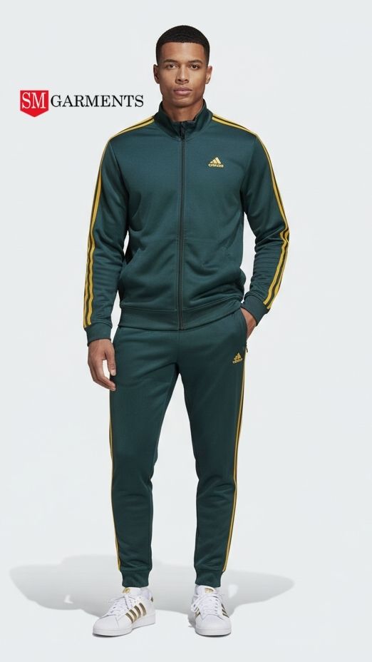 ADI Essential Two Stripe Tracksuit in Forest Green