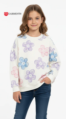 LCW GIRLS WHITE FLORAL PRINTED SWEATSHIRT