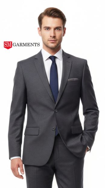 Mens Charcoal Grey Regular Fit Lining Premium Blazer