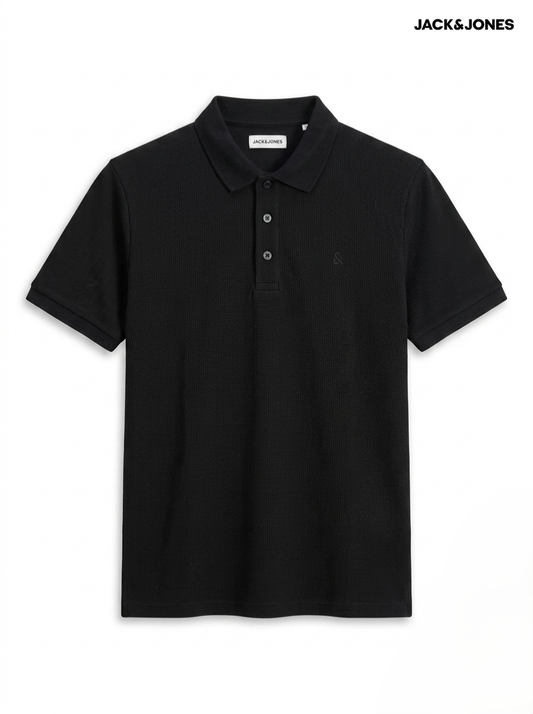 Jack & Jones Men's Piqué Polo Shirt – Black