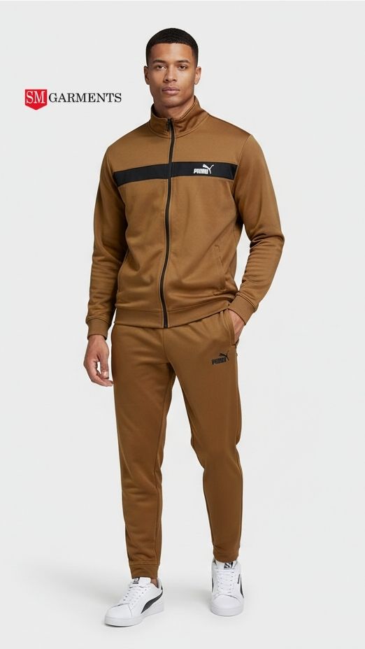 PUM Mens Premium Brown Zip-Up Tracksuit