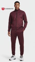 UA Mens Full Zip Performance Tracksuit Maroon