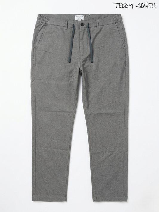 Teddy Smith Men's Grey Slim-Fit Drawstring Trousers