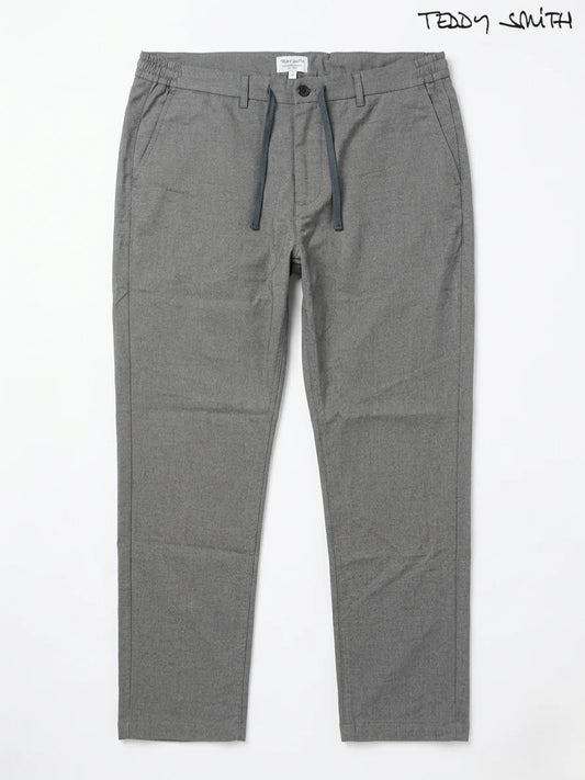 Teddy Smith Men's Grey Slim-Fit Drawstring Trousers