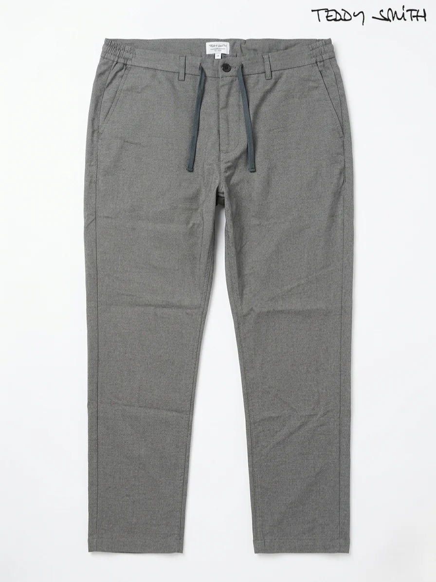 Teddy Smith Men's Grey Slim-Fit Drawstring Trousers