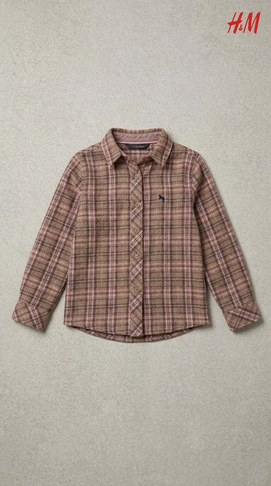 H&M L.O.G.G Girls Winter checkered Shirt With Logo