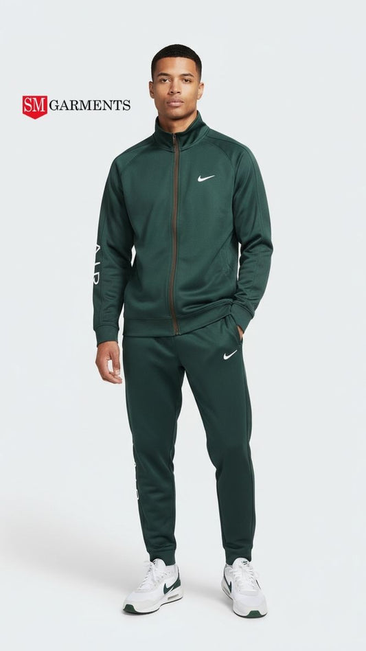 این کے مینز پریمیم ڈارک گرین زپ اپ ٹریک سوٹ