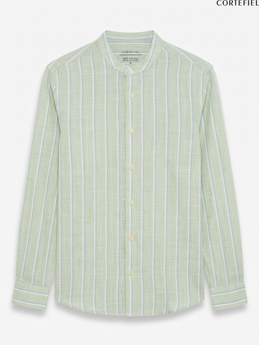 Striped Shirt With a Mandarin Collar
