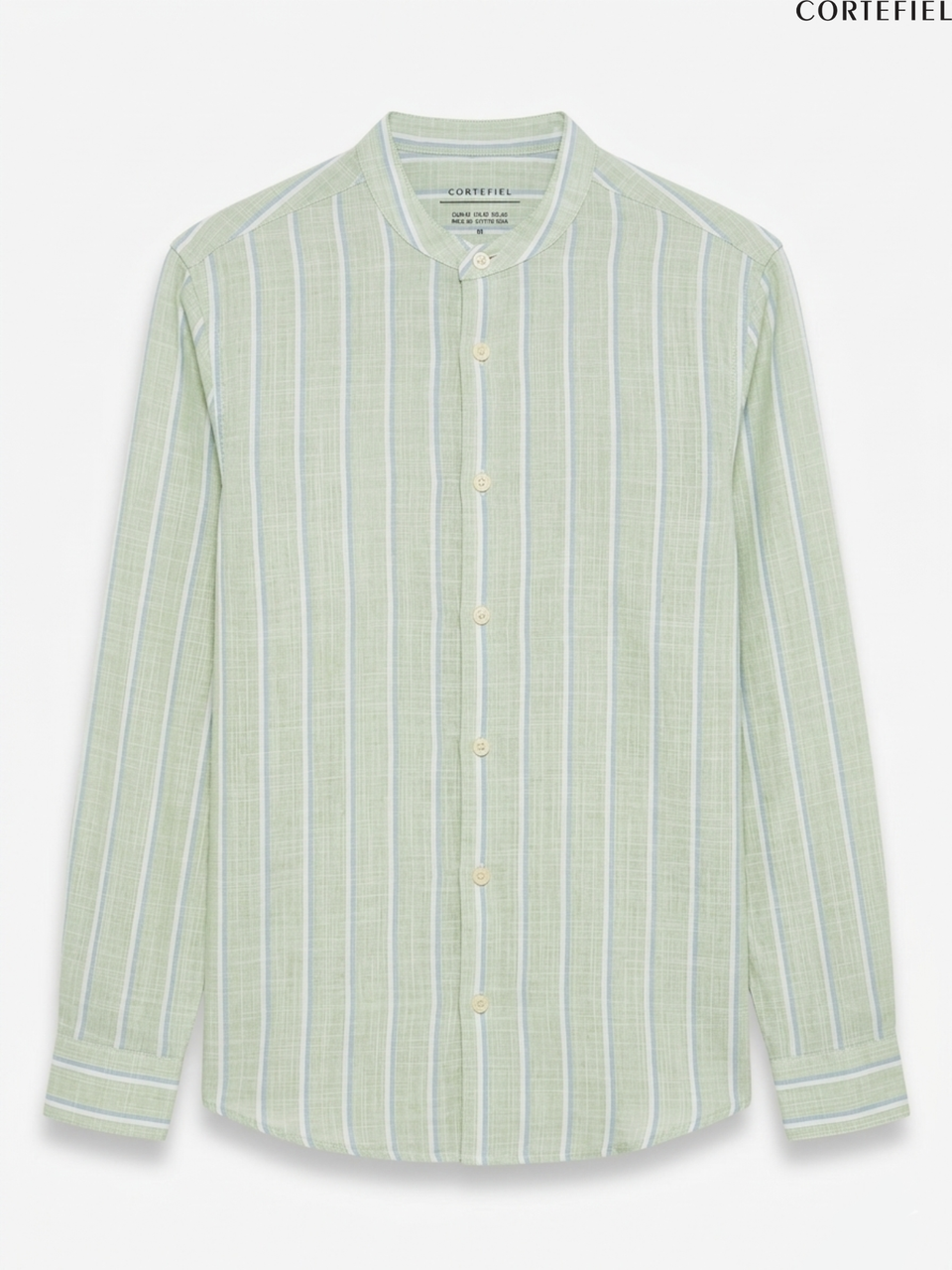 Striped Shirt With a Mandarin Collar