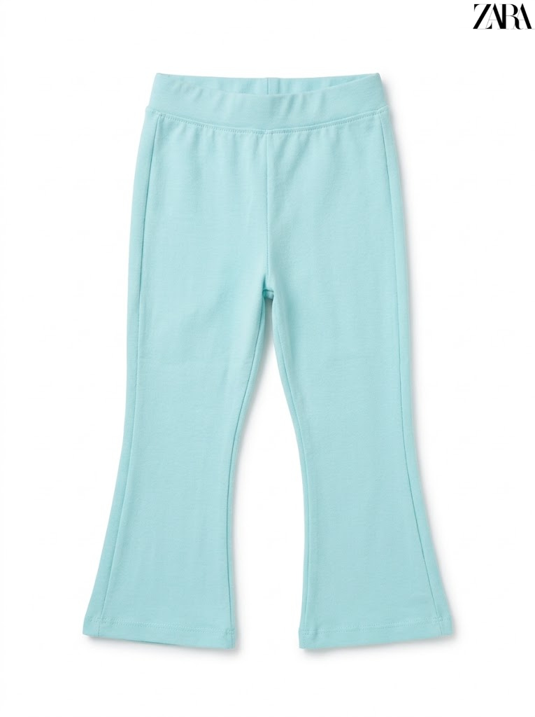 Girls Branded Light Blue Casual Flared Leggings| SM GARMENTS