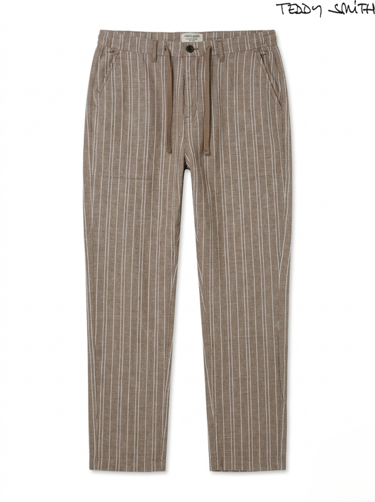 Teddy Smith Linen Blend Striped Trousers