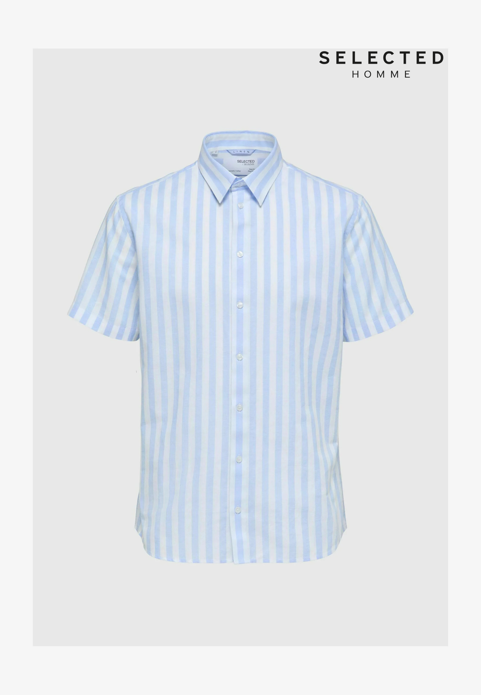 Selected Hommes Linen Men Shirt - Iceberg Green Stripesstripess