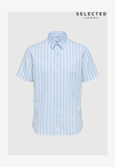 Selected Hommes Linen Men Shirt - Iceberg Green Stripesstripess