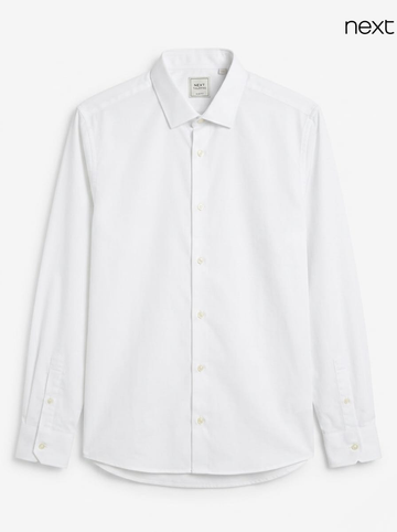 Next Men's White Regular Fit Easy Care Formal Shirt