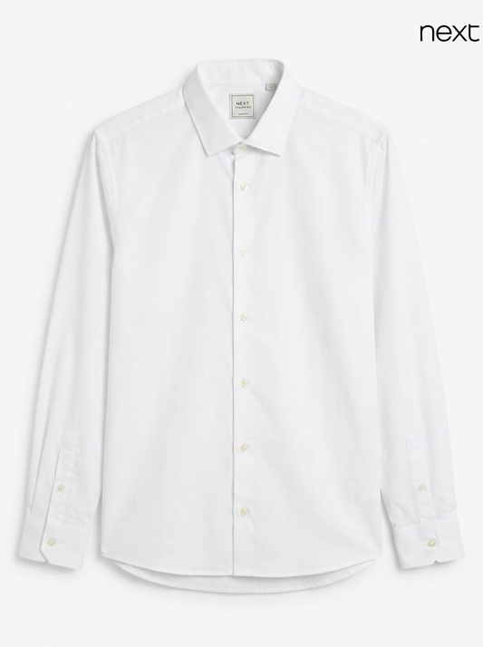 Next Men's White Regular Fit Easy Care Formal Shirt