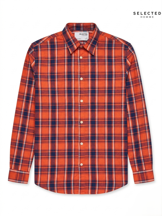 Selected Homme Men's Plaid Button-Down Shirt