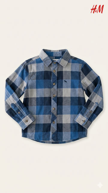 H&M L.O.G.G Boys Checkered Shirt With Logo